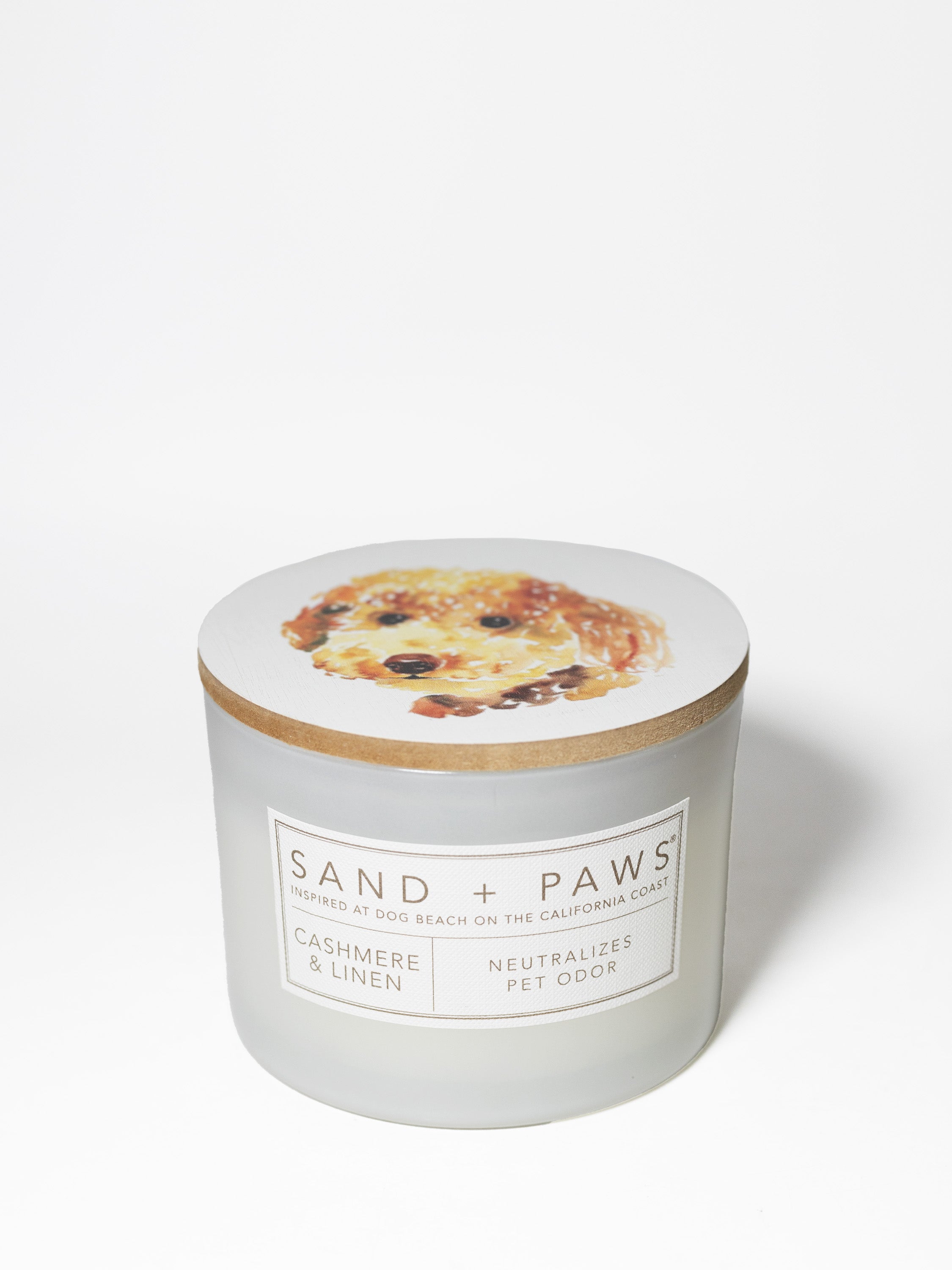 Sand + Paws Cashmere & Linen 12 oz scented candle